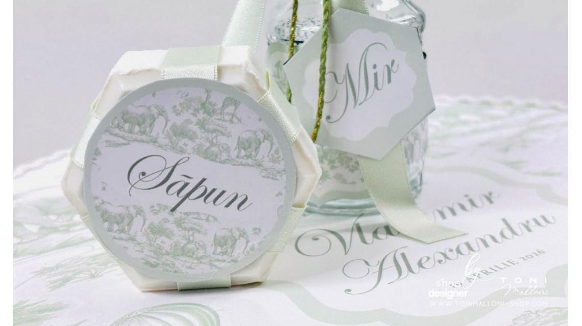 Trusou botez Green Safari personalizat băiat – tematică jungle elegantă verde 16